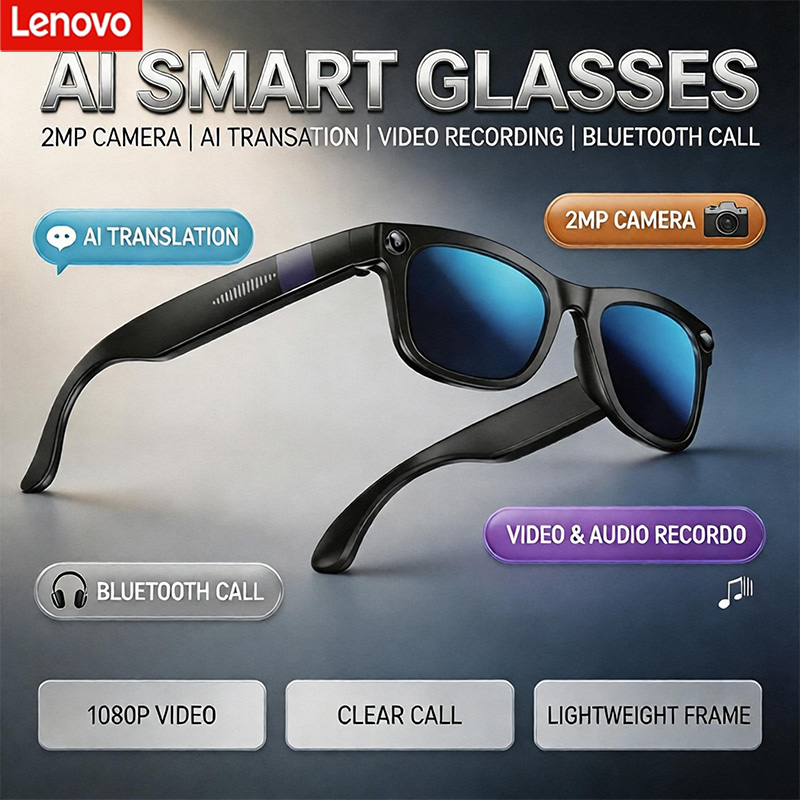 Audio Music To Video - Lenovo AI Bluetooth Smart Glasses With