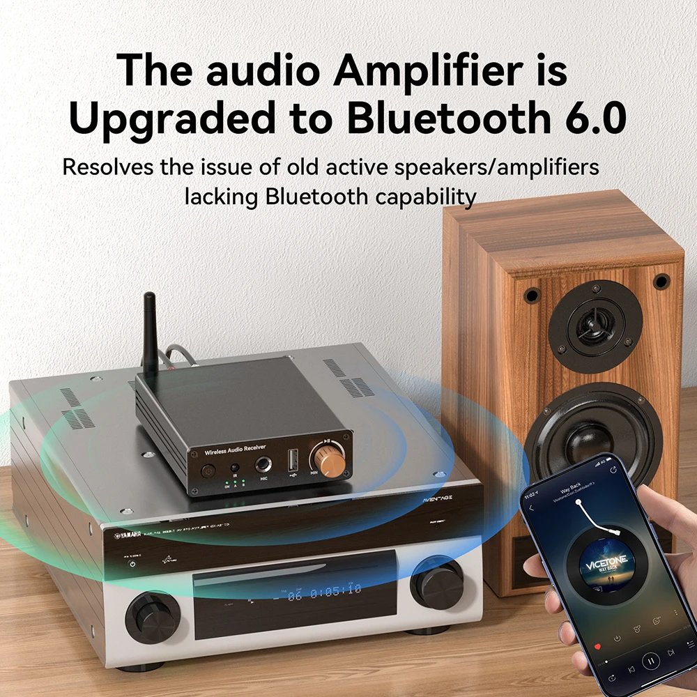 Contact Pickup Mic - Bluetooth-compatible 6.0 Audio Receiver 3.5mm AUX