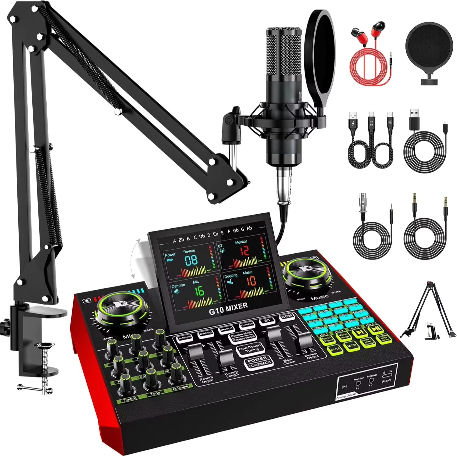 Audio Music Mixer - Tenlamp G10 Live Streaming Audio Interface