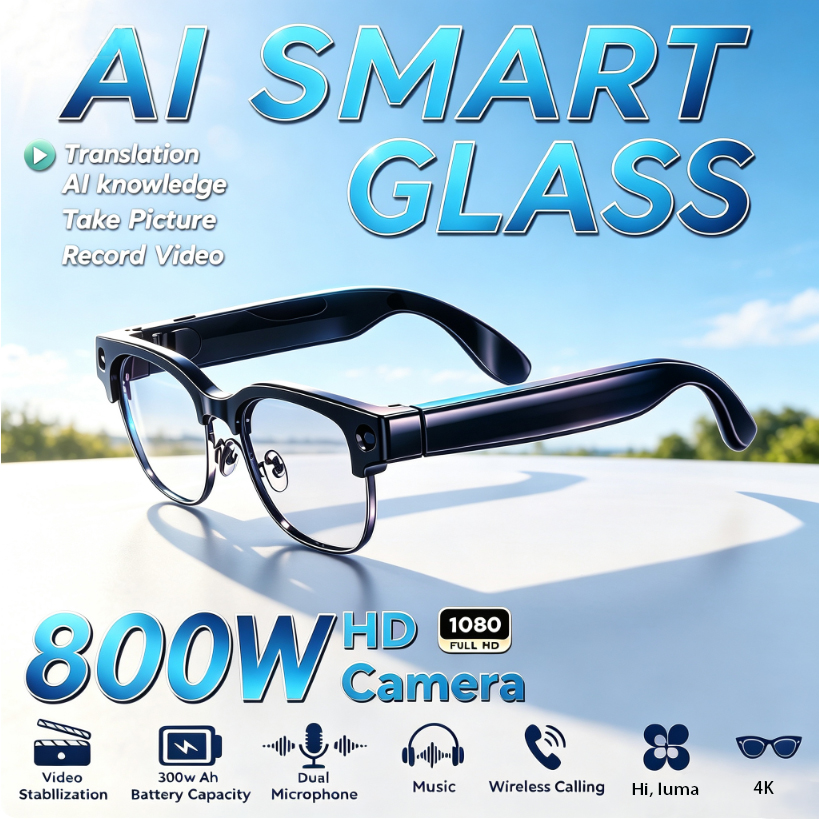 Audio Music To Video - 800W HD Pixel Smart Glasses Men