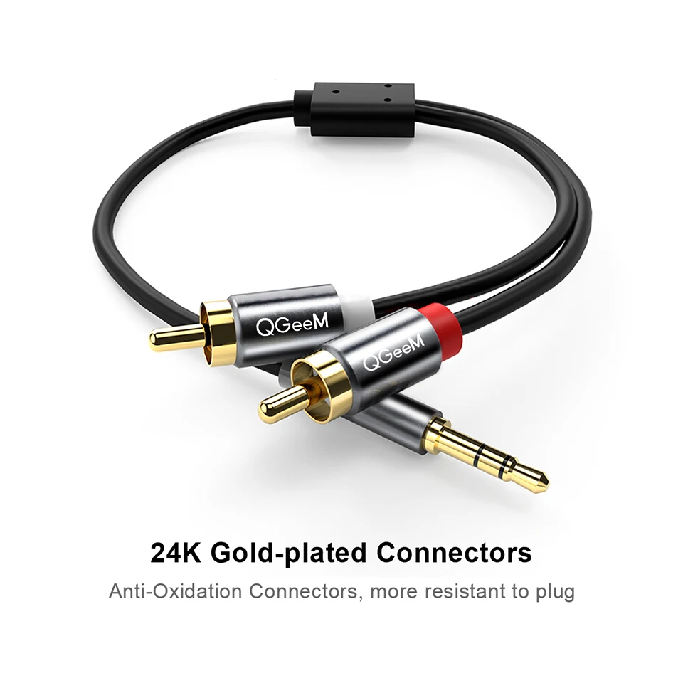 QGeeM RCA Cable 2RCA to 3.5 Au - đánh giá và giá Audio Music Mixer