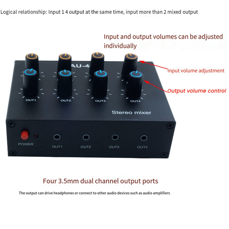 M07K-AU-404 Stereo Sound Four  - đánh giá và giá Audio Music Mixer