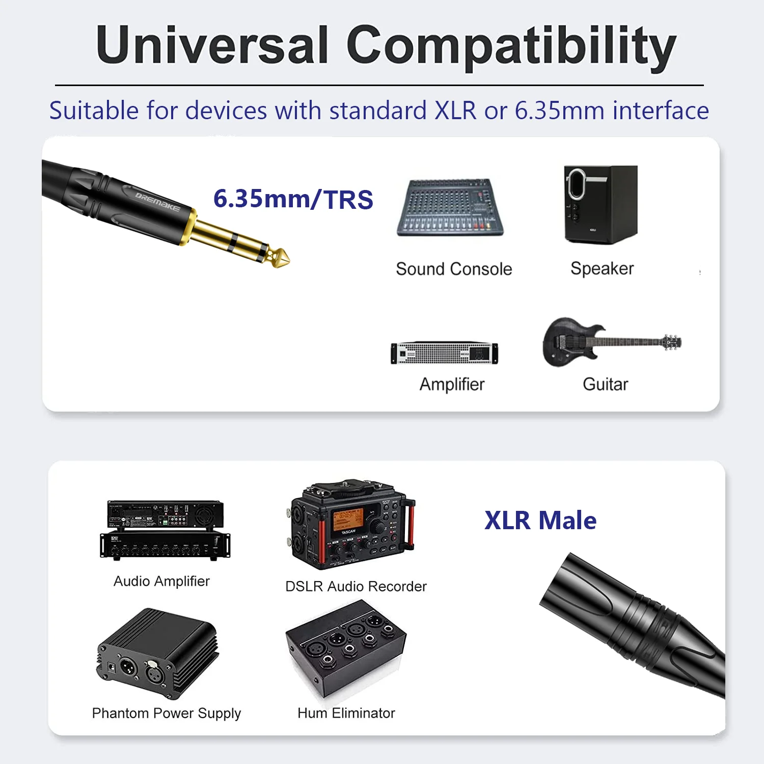 XLR Male To 6.35mm TRS Balance - đánh giá và giá Audio Music Mixer