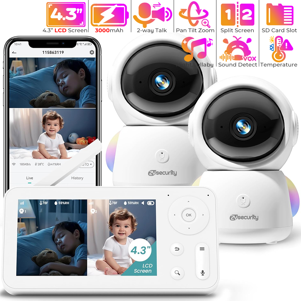 2K Baby Monitor with 2 Cameras - đánh giá và giá Audio Music To Video